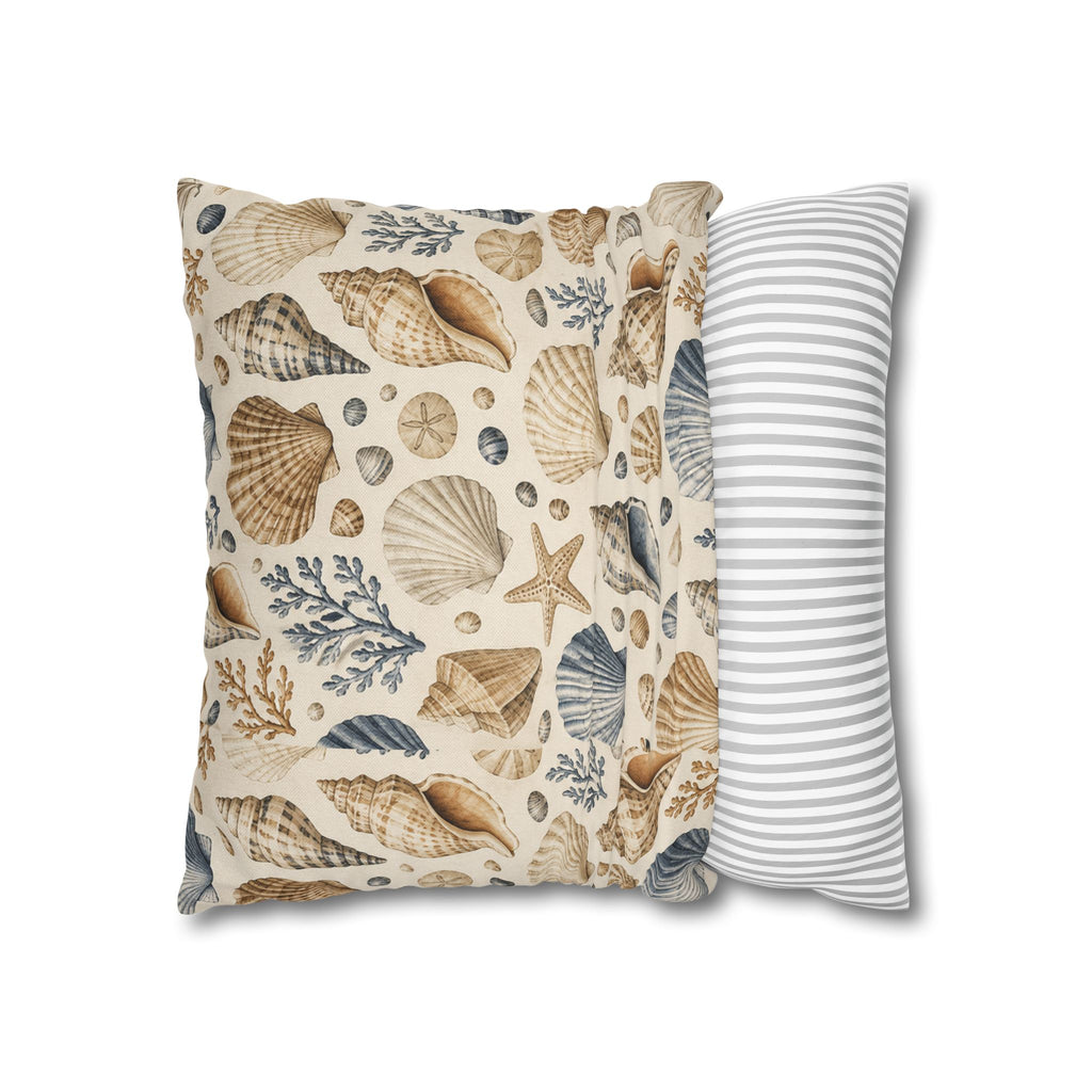 Seashell Coastal Throw Pillow Cover