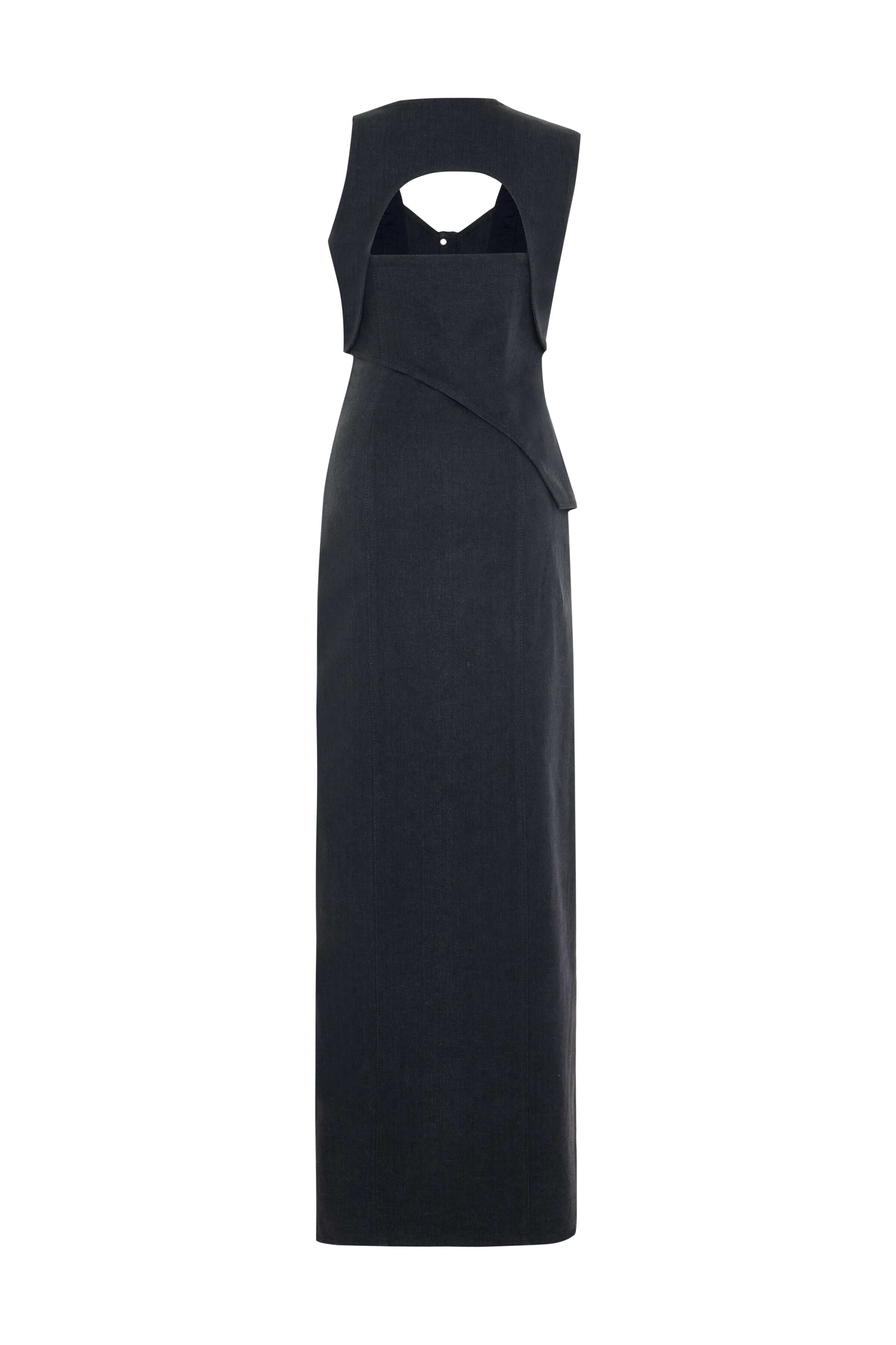 JENDUE Raffinato Dress - Denim Cut-Out Maxi Dress