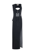 JENDUE Raffinato Dress - Denim Cut-Out Maxi Dress