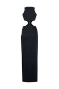 JENDUE Maia Dress - Black Denim Cut-Out Maxi Dress
