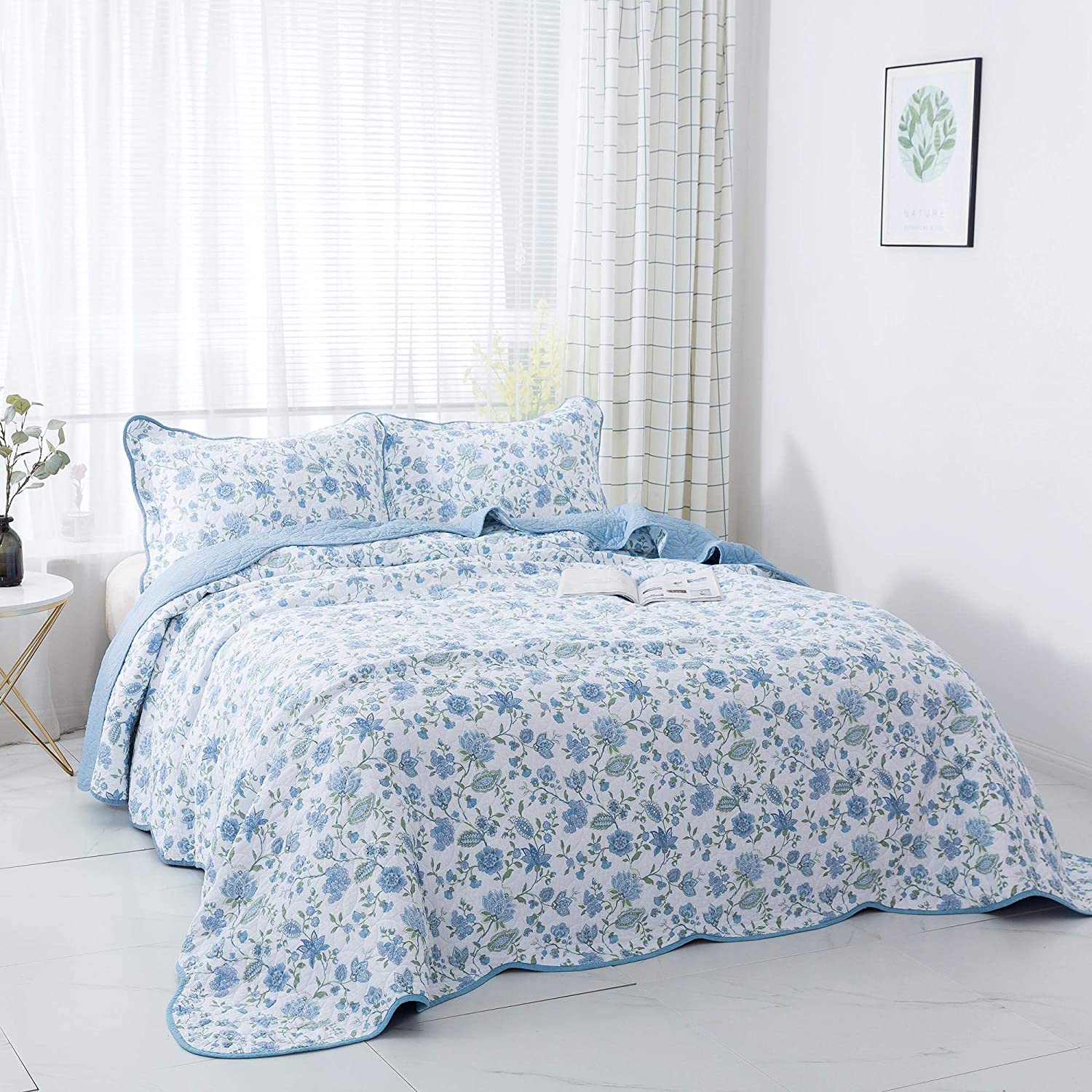 Kasentex Reversible Lightweight Cotton Floral Bedding Set Twin/Queen/King - Comfortable Home Bedding