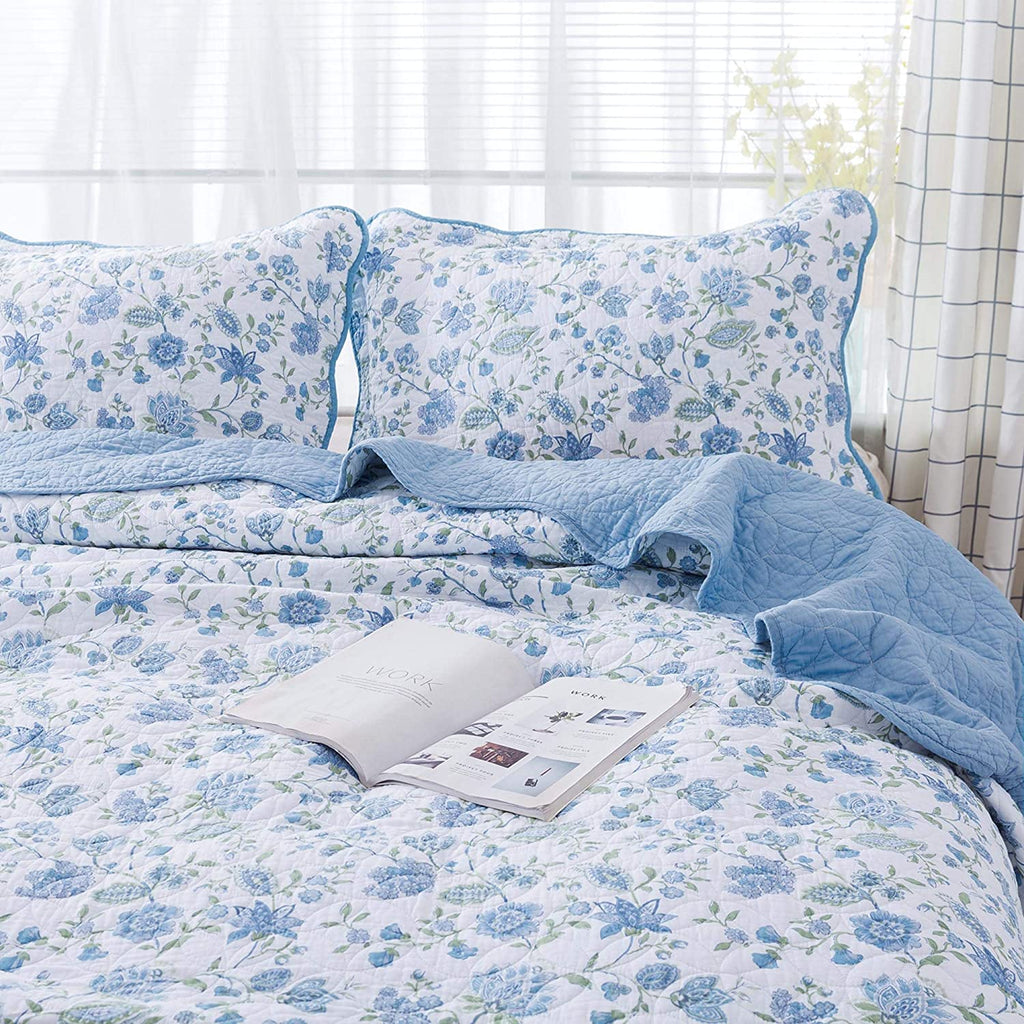 Kasentex Reversible Lightweight Cotton Floral Bedding Set Twin/Queen/King - Comfortable Home Bedding