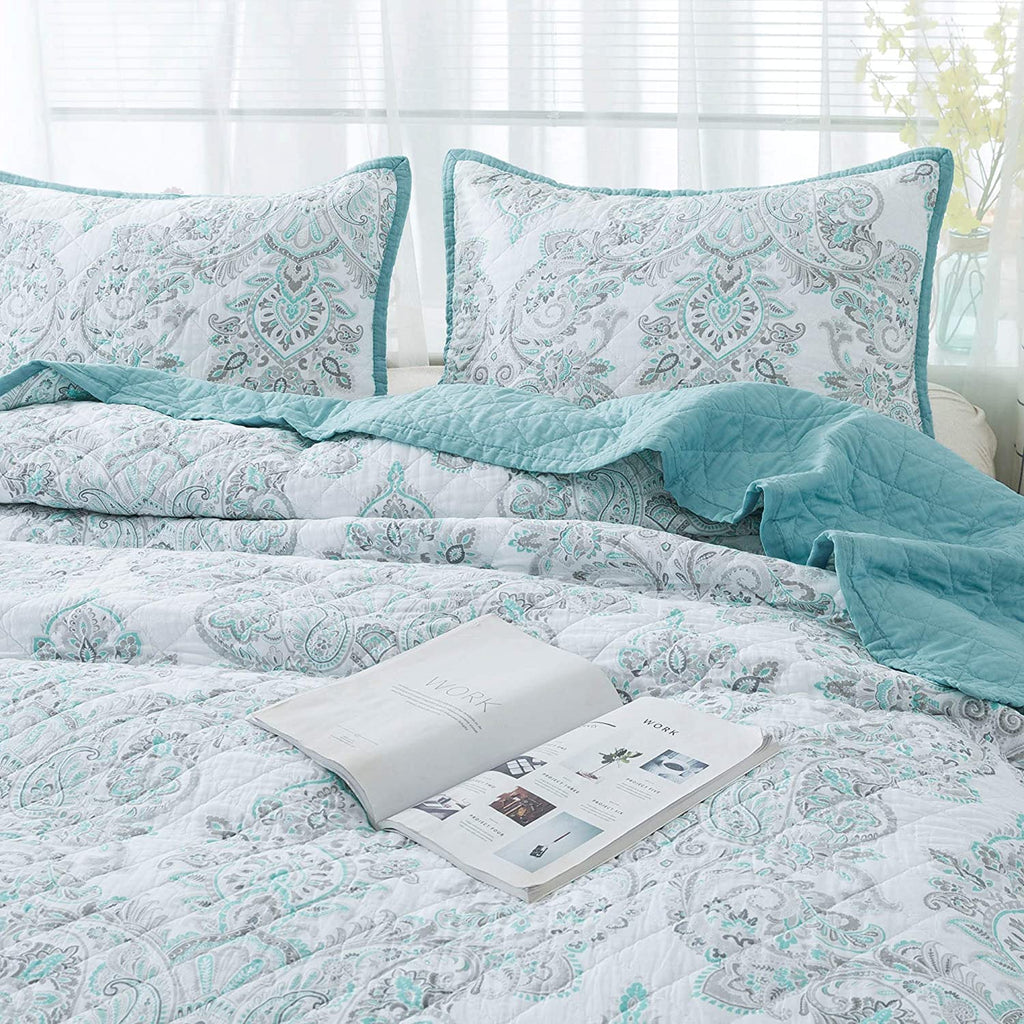 Kasentex Reversible Lightweight Cotton Floral Bedding Set Twin/Queen/King - Comfortable Home Bedding