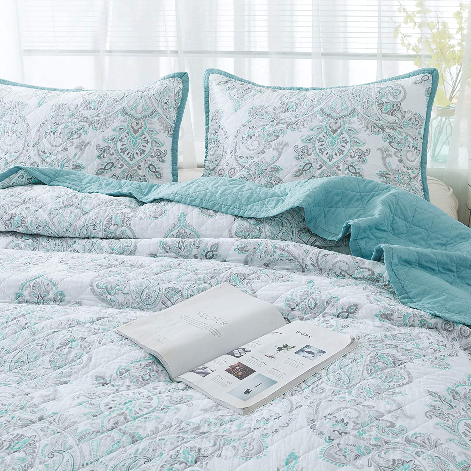 Kasentex Reversible Lightweight Cotton Floral Bedding Set Twin/Queen/King - Comfortable Home Bedding