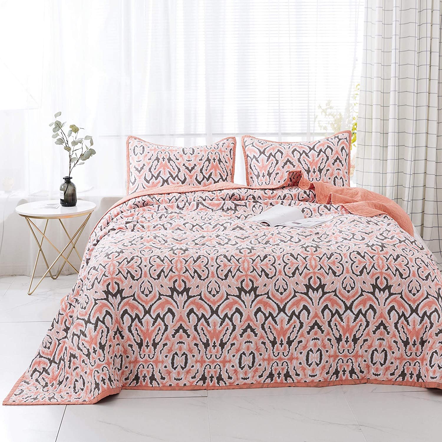 Kasentex Reversible Lightweight Cotton Floral Bedding Set Twin/Queen/King - Comfortable Home Bedding