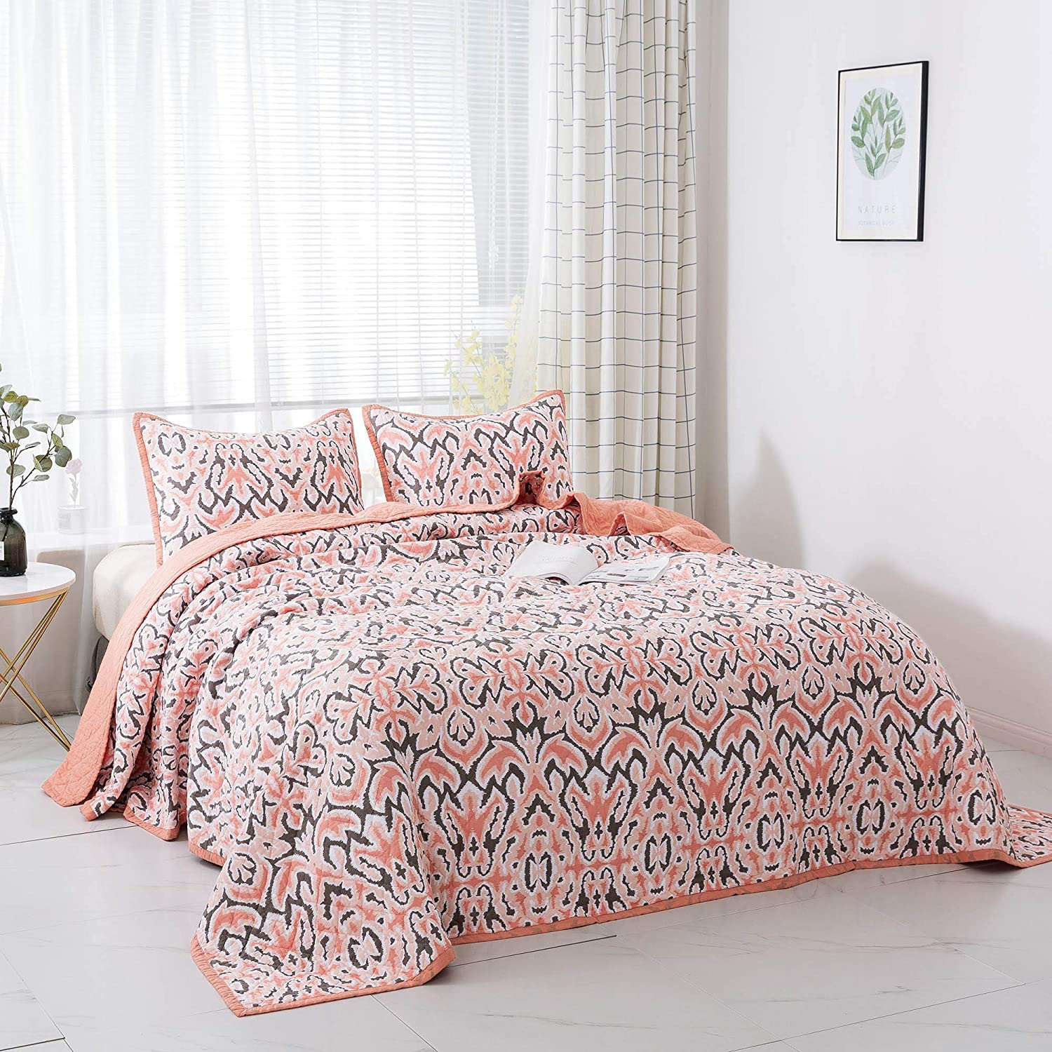 Kasentex Reversible Lightweight Cotton Floral Bedding Set Twin/Queen/King - Comfortable Home Bedding