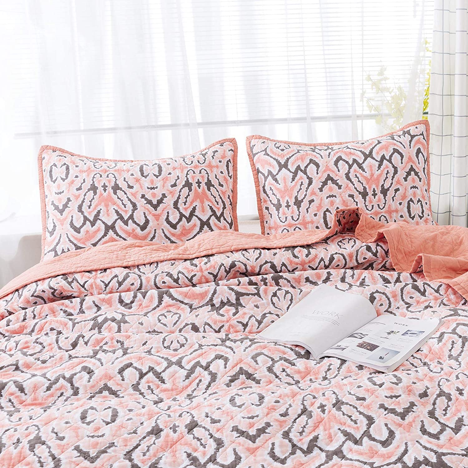 Kasentex Reversible Lightweight Cotton Floral Bedding Set Twin/Queen/King - Comfortable Home Bedding