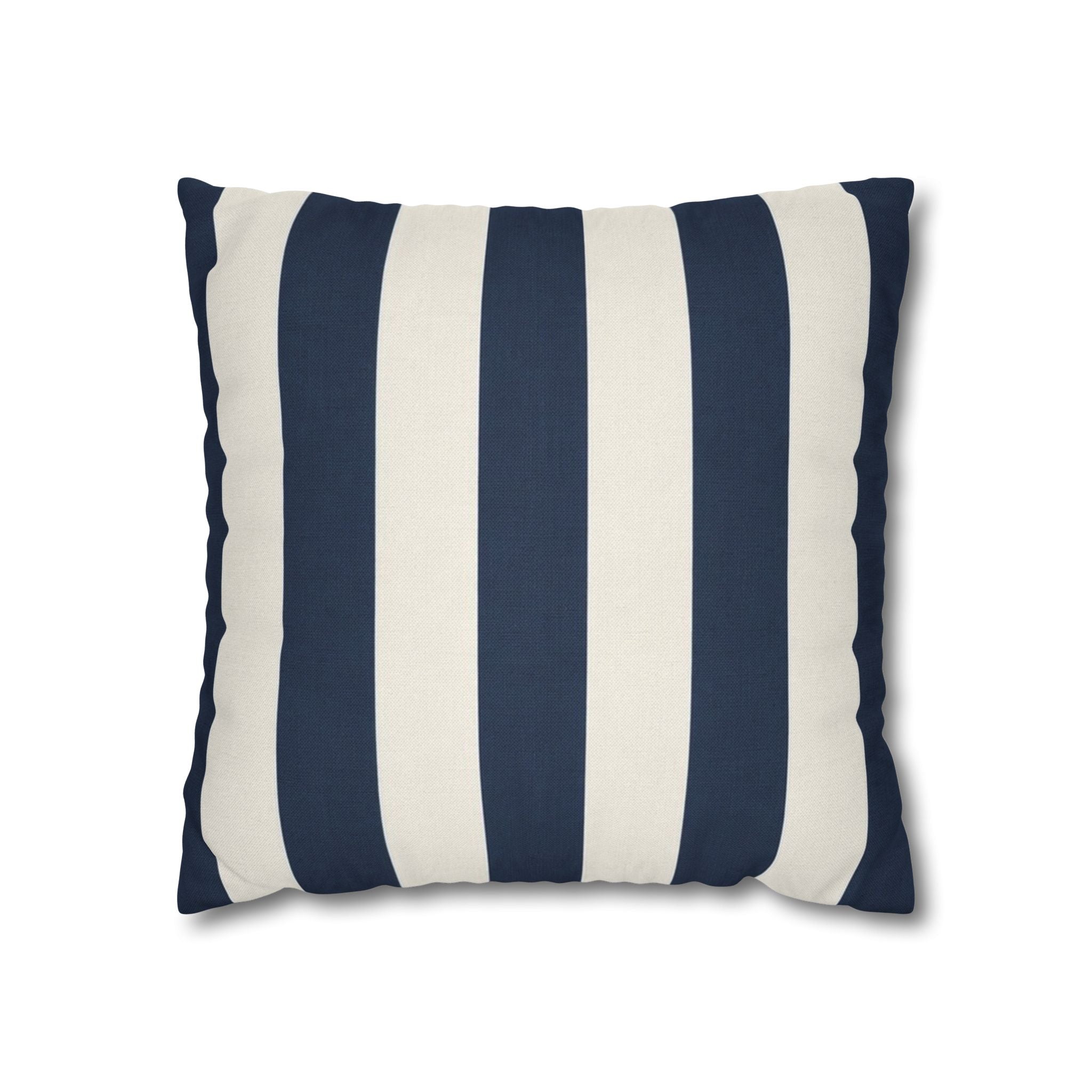 Navy Blue and White Striped Pillowcase
