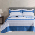 Kasentex Reversible Lightweight Quilt Set Twin/Queen/King - Soft All Season Bedspread Coverlet, White & Blue