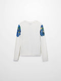 Printed Ribbed T-Shirts-Blue Floral