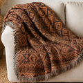 Boho Woven Throw Blanket, Southwestern Geometric Blanket, Rustic Couch Throw, Terracotta Tribal Home Decor