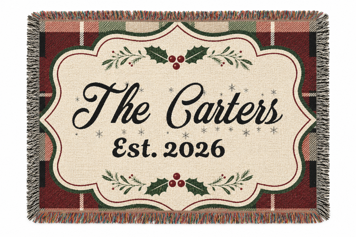 Personalized Christmas Woven Blanket