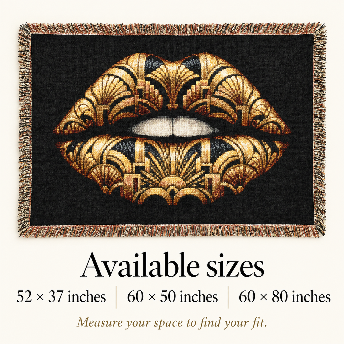 Art Deco Lips Woven Blanket