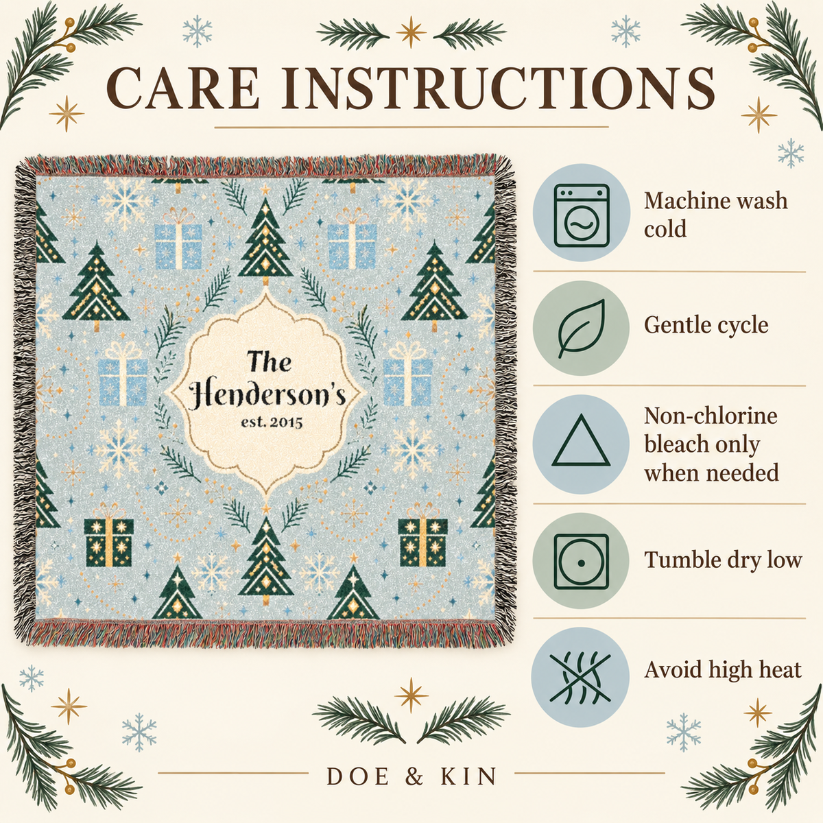 Personalized Christmas Woven Blanket
