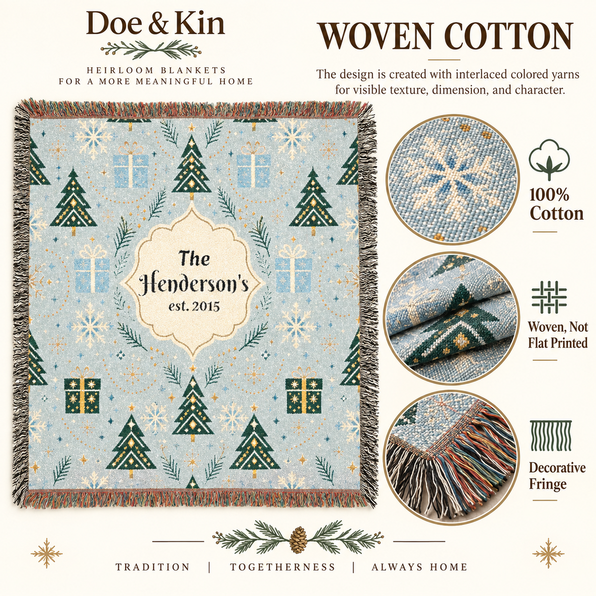 Personalized Christmas Woven Blanket