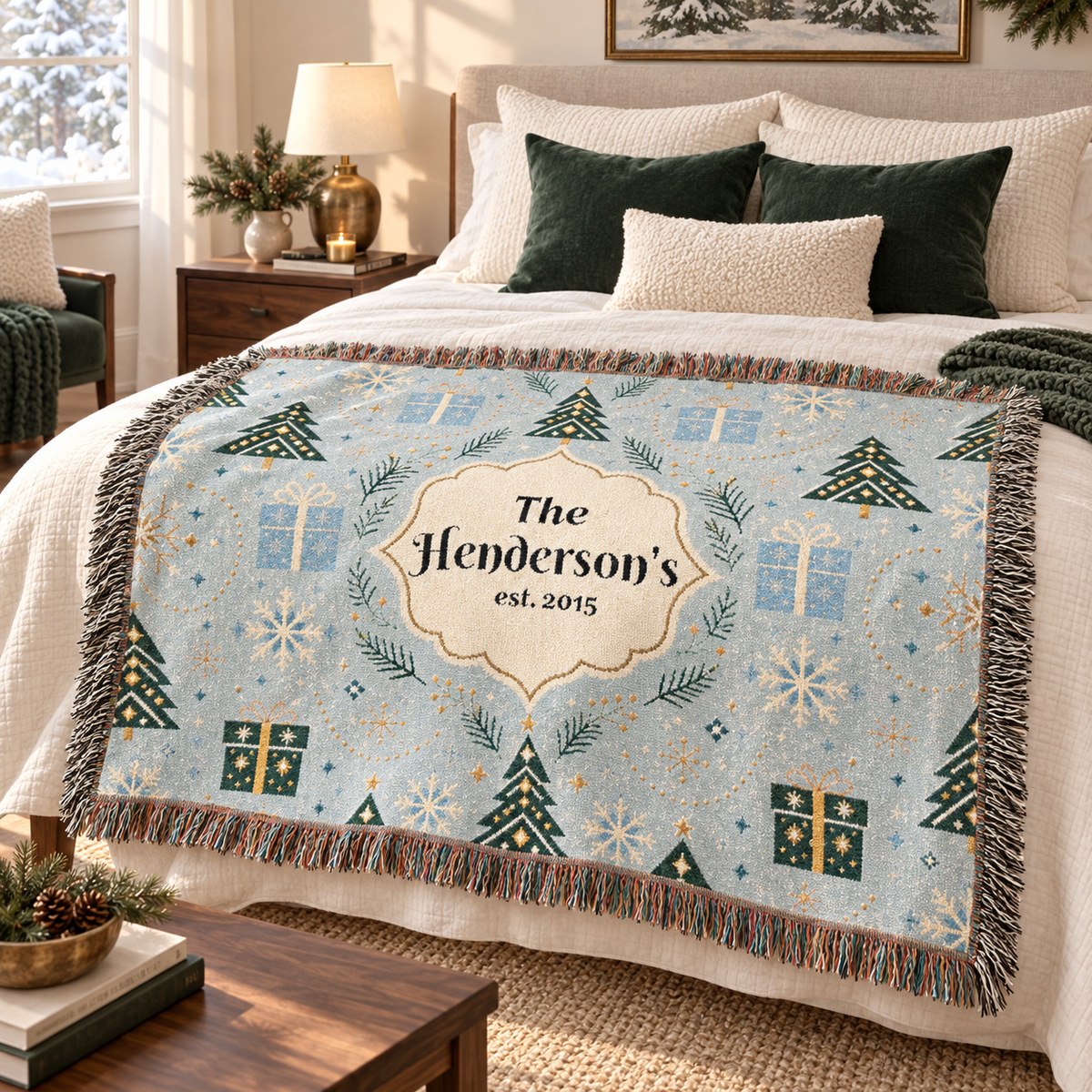 Personalized Christmas Woven Blanket