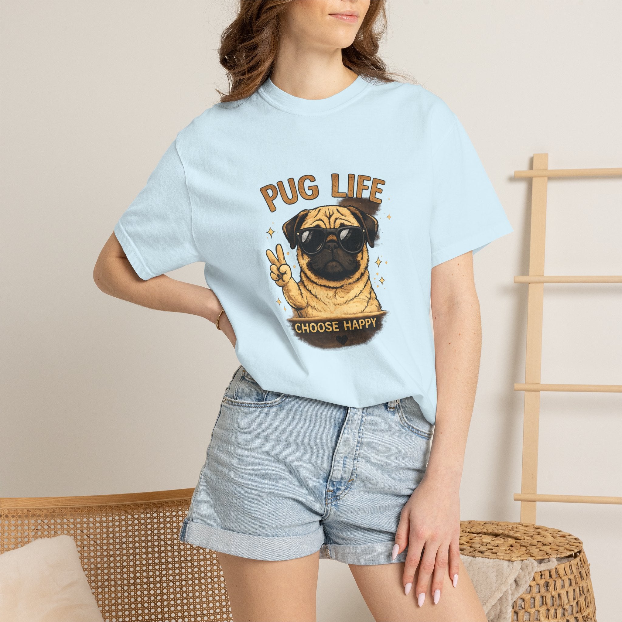 Pug T-Shirt — "Choose Happy" Cute Pug Graphic Tee