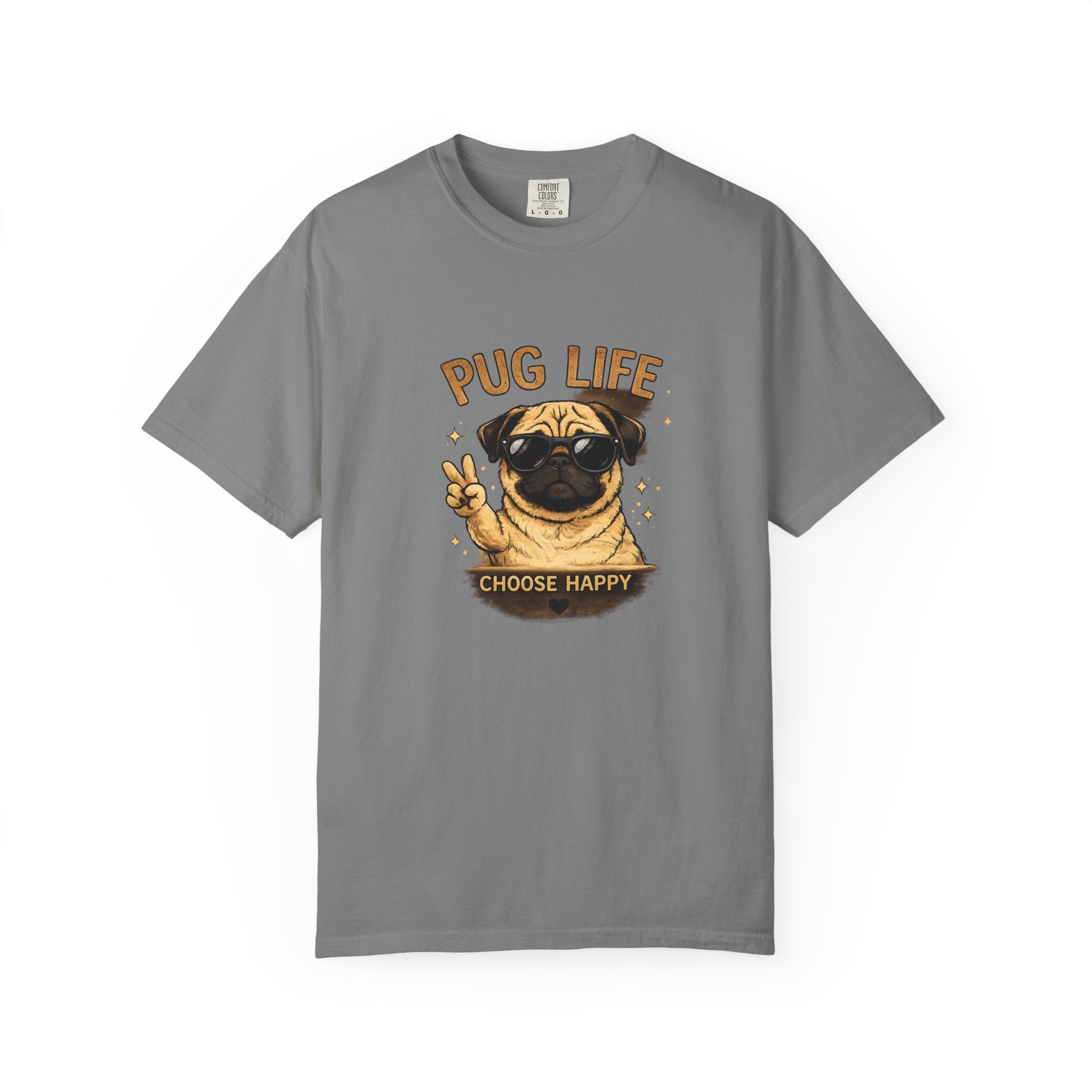 Pug T-Shirt — "Choose Happy" Cute Pug Graphic Tee