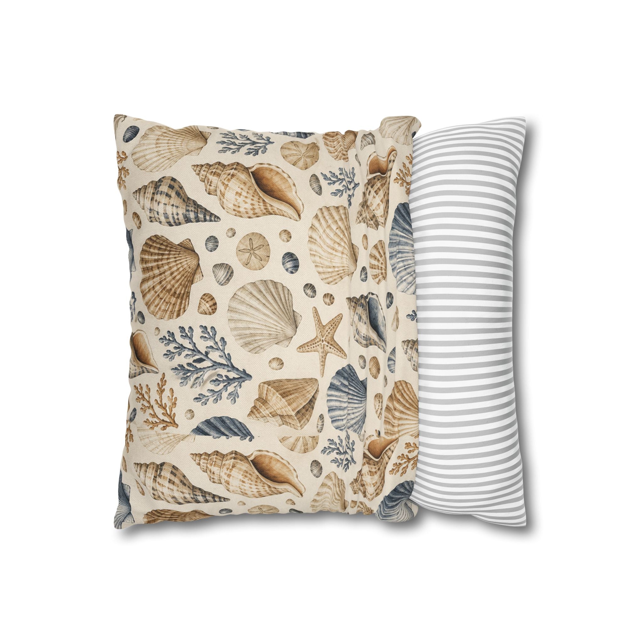 Seashell Coastal Throw Pillow Cover