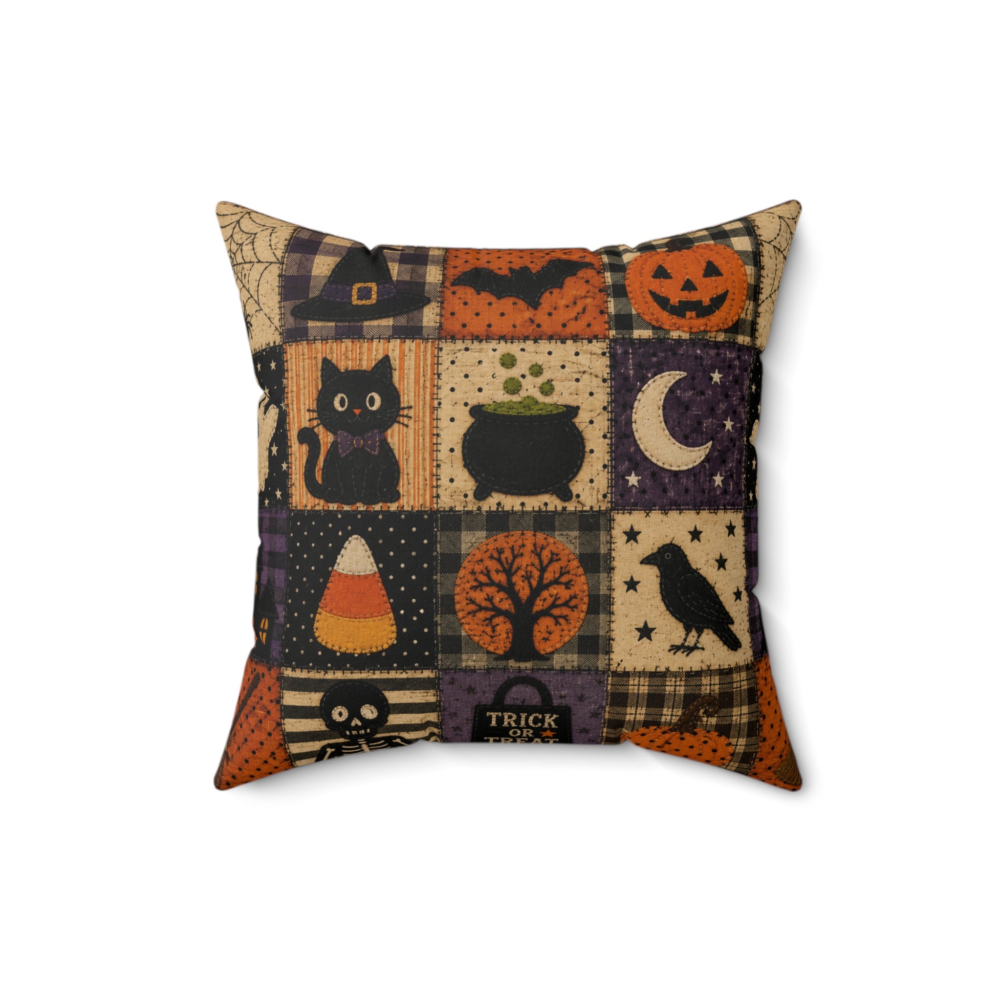 Halloween Patchwork Throw Pillow