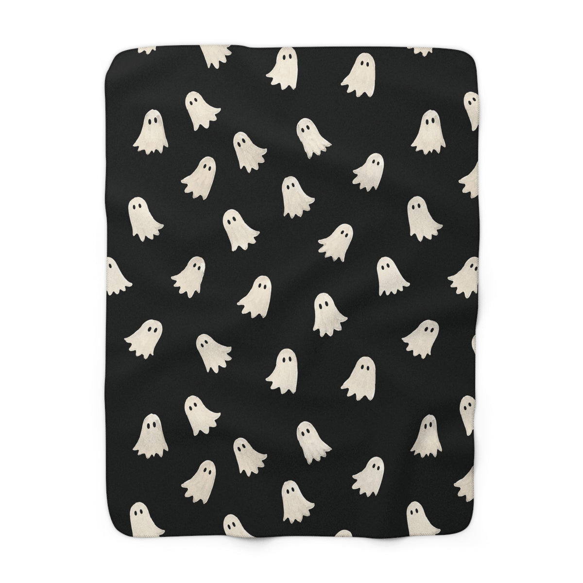 Cute Ghost Pattern Sherpa Blanket | Halloween Black Ghosts