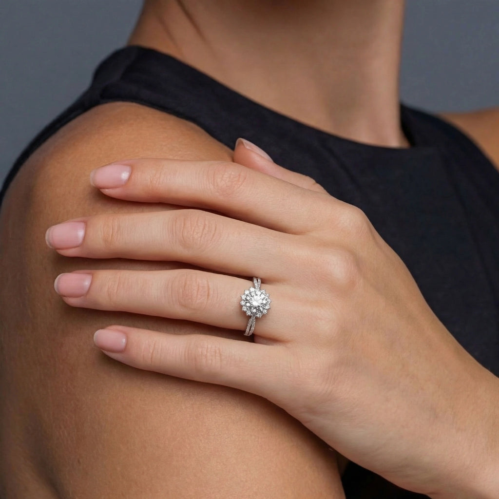 Stellar Halo Moissanite Ring by Fliora