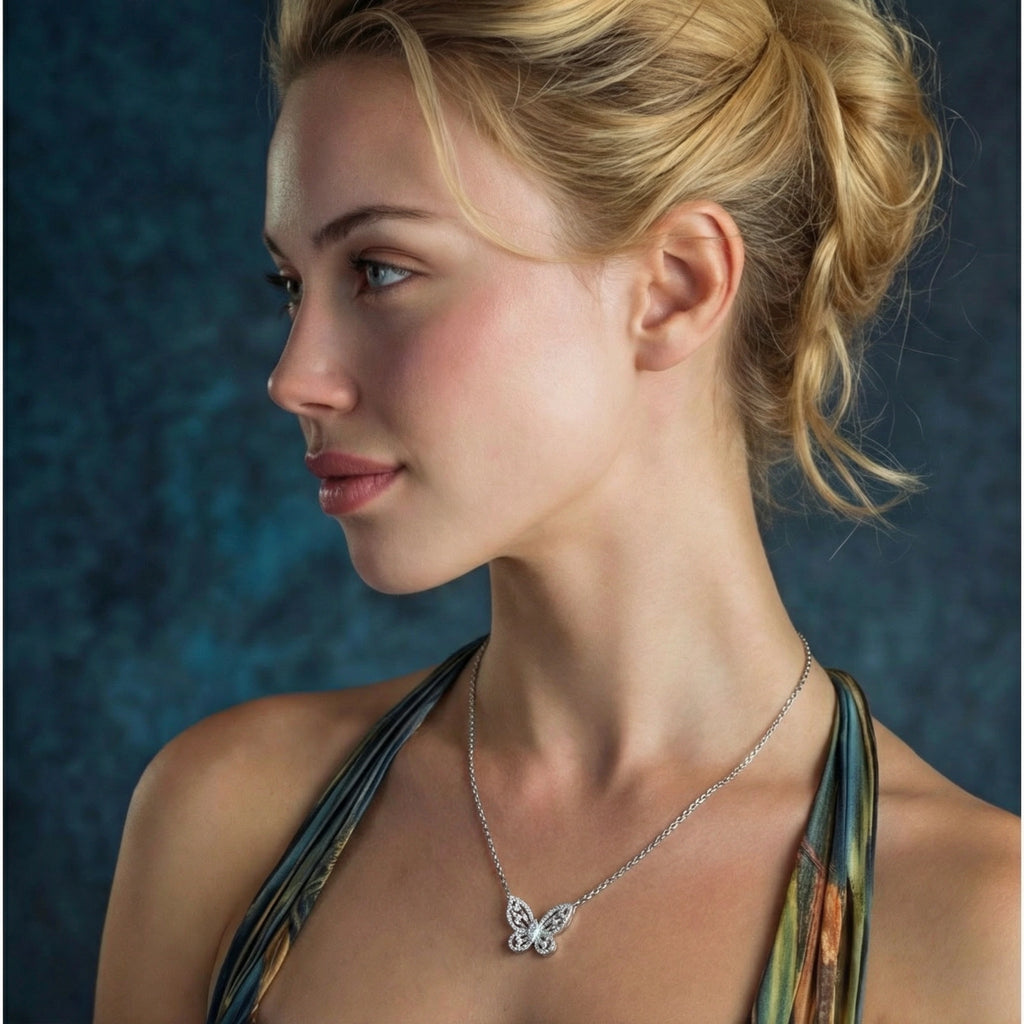 Radiant Butterfly Moissanite Necklace | Doe and Kin