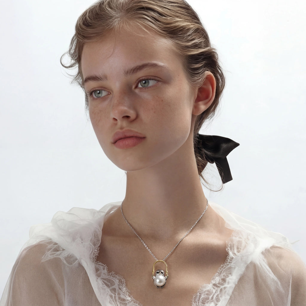 Wise Owl Pearl Necklace | Doe and Kin