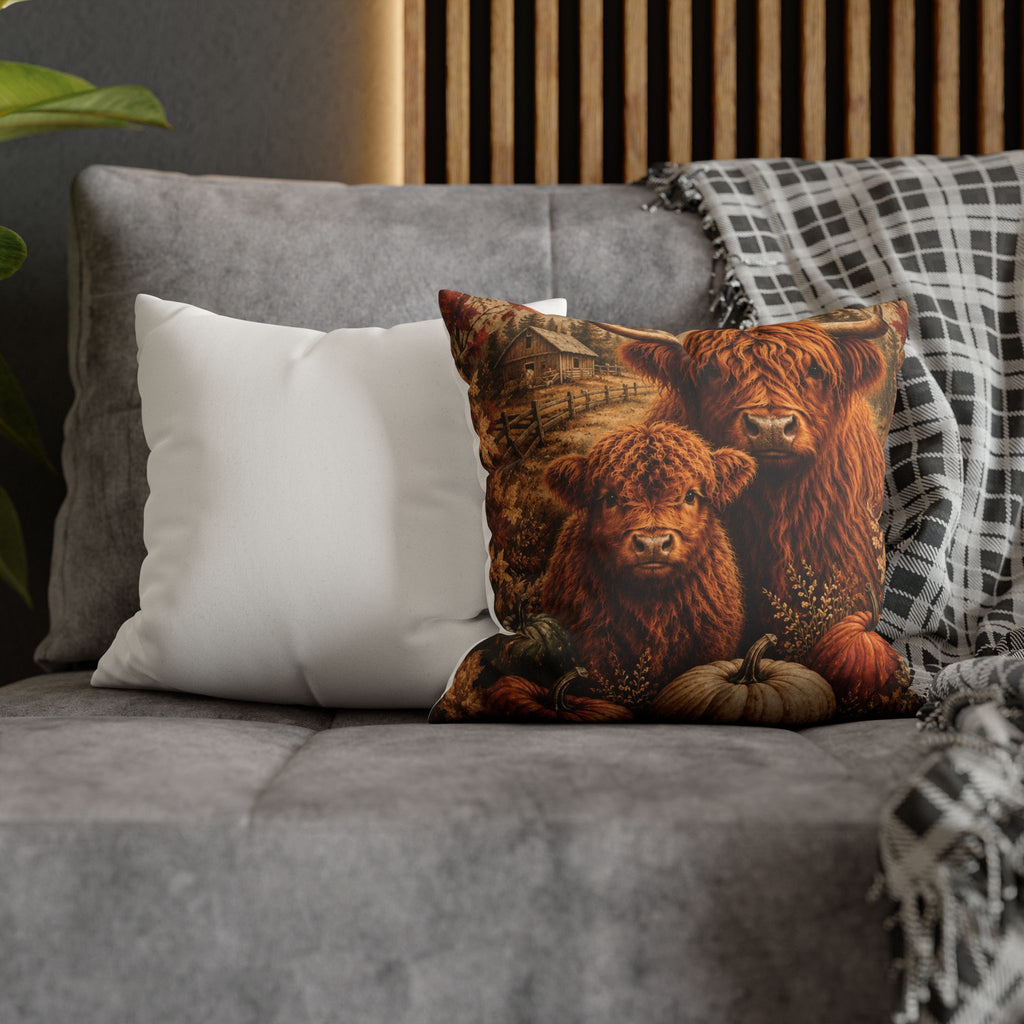 Autumn Highland Cow Pillow