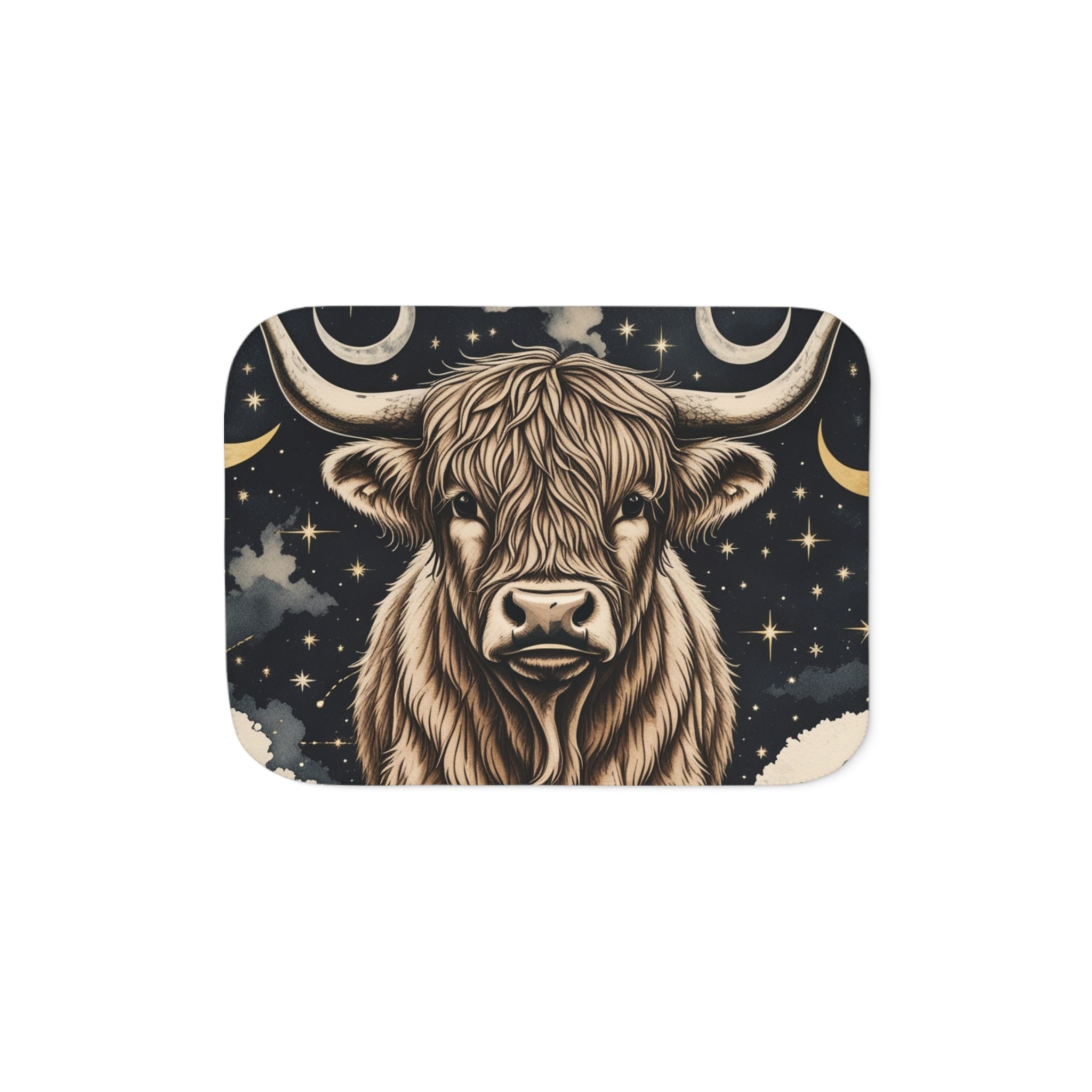 Highland Cow Sherpa Blanket – Cozy Celestial Bull Throw