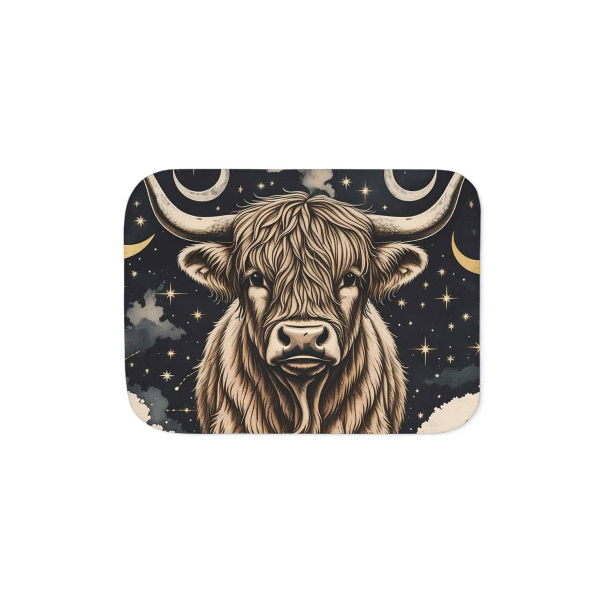 Highland Cow Sherpa Blanket – Cozy Celestial Bull Throw