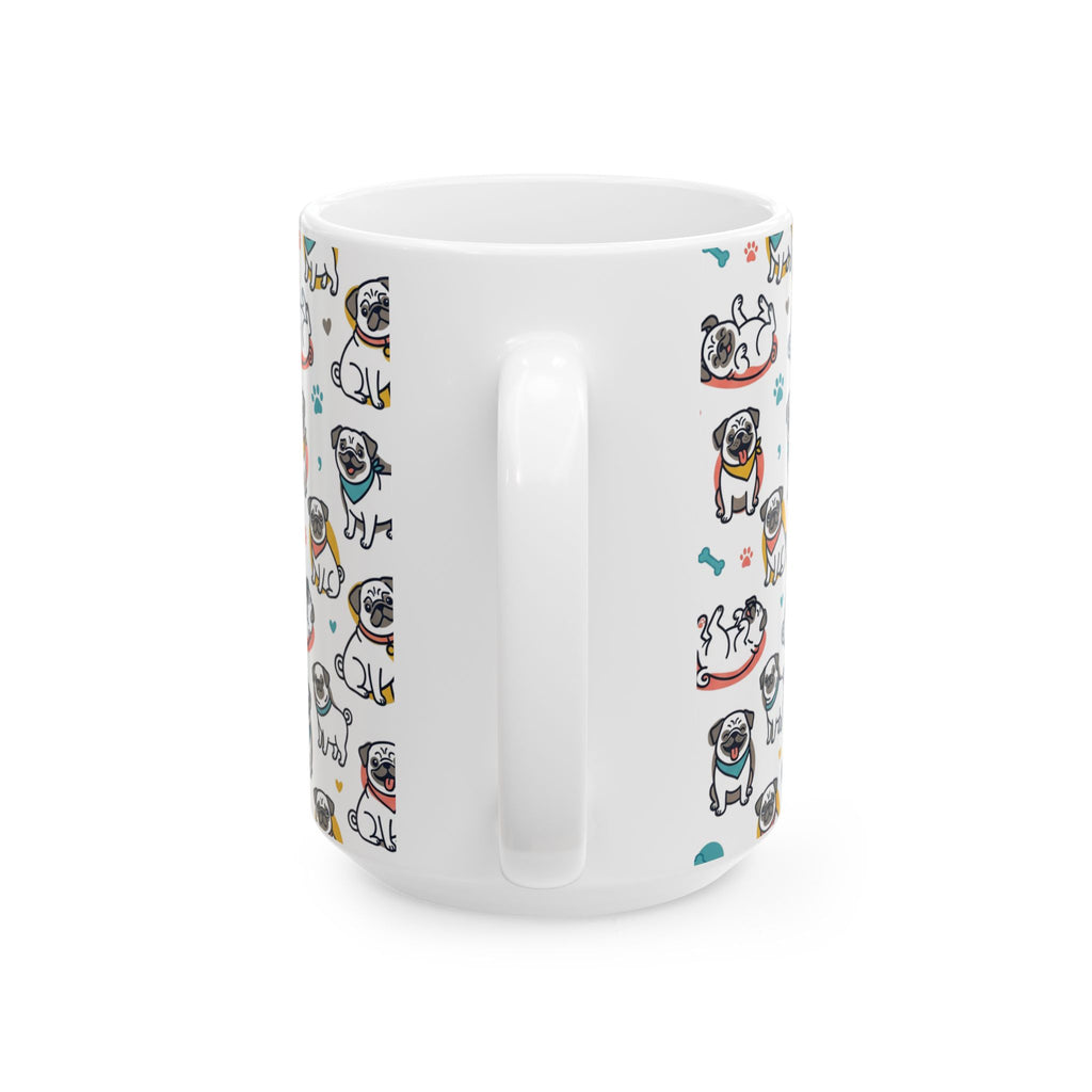 Pug Ceramic Mug — "Choose Happy" Cute Pug Coffee Cup (11oz/15oz)
