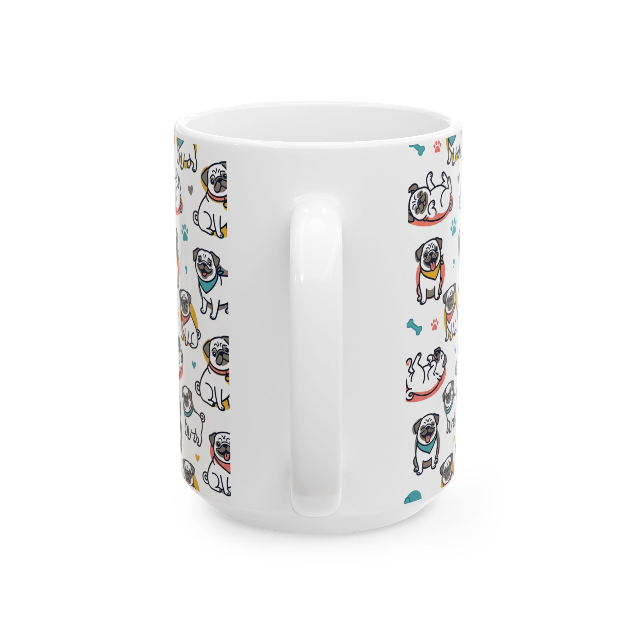 Pug Ceramic Mug — "Choose Happy" Cute Pug Coffee Cup (11oz/15oz)