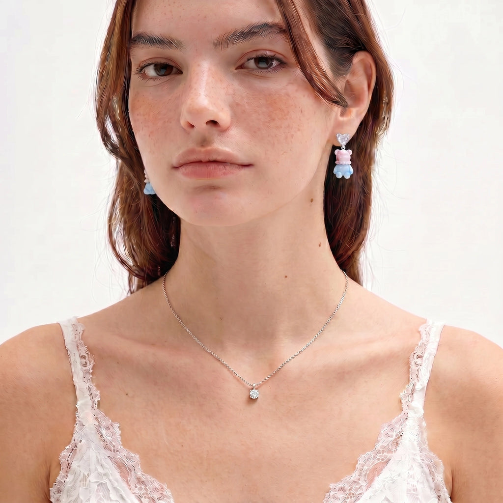 Kawaii Bear Crystal Earrings | Doe and Kin