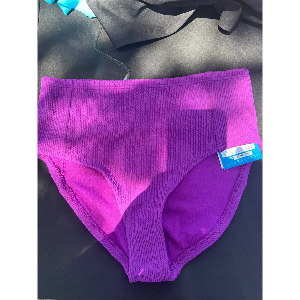 DSG Girls Purple Ribbed High-Waist Swim Bottoms