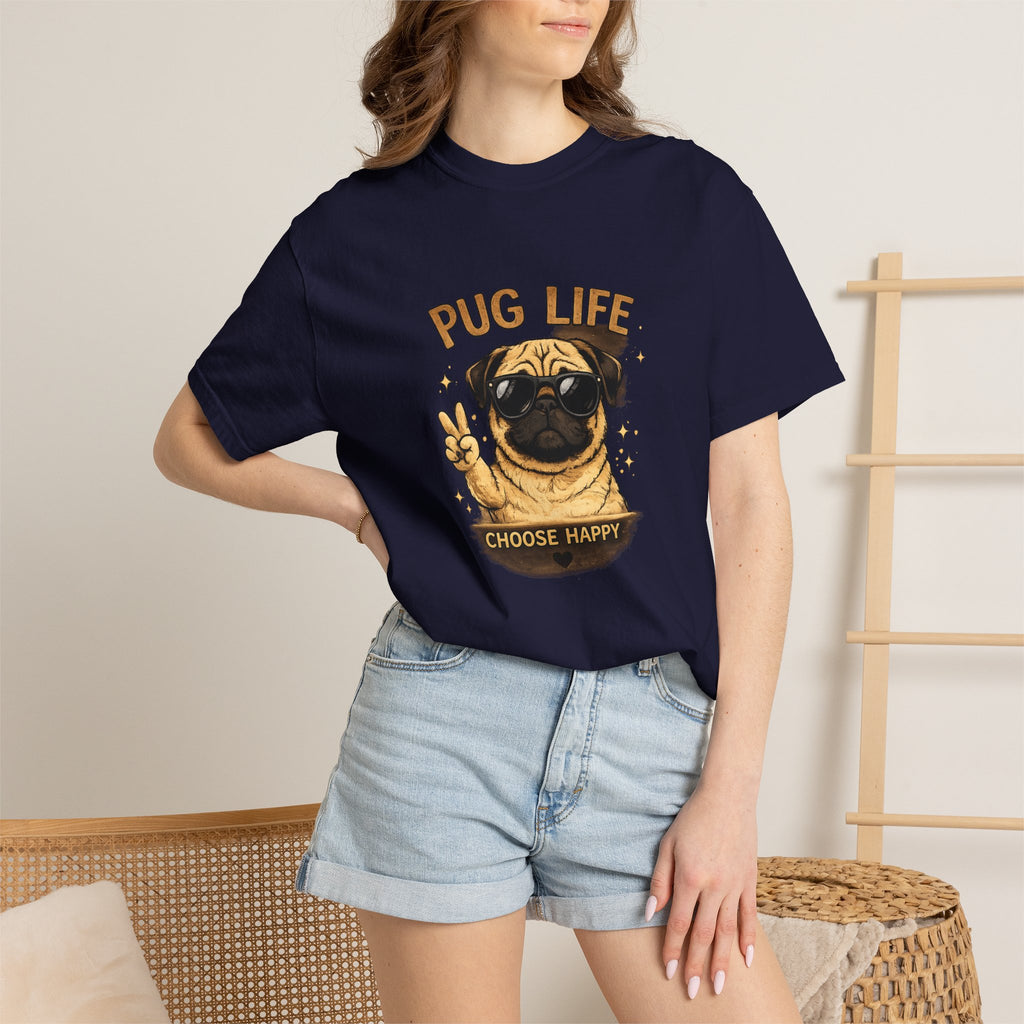 Pug T-Shirt — "Choose Happy" Cute Pug Graphic Tee