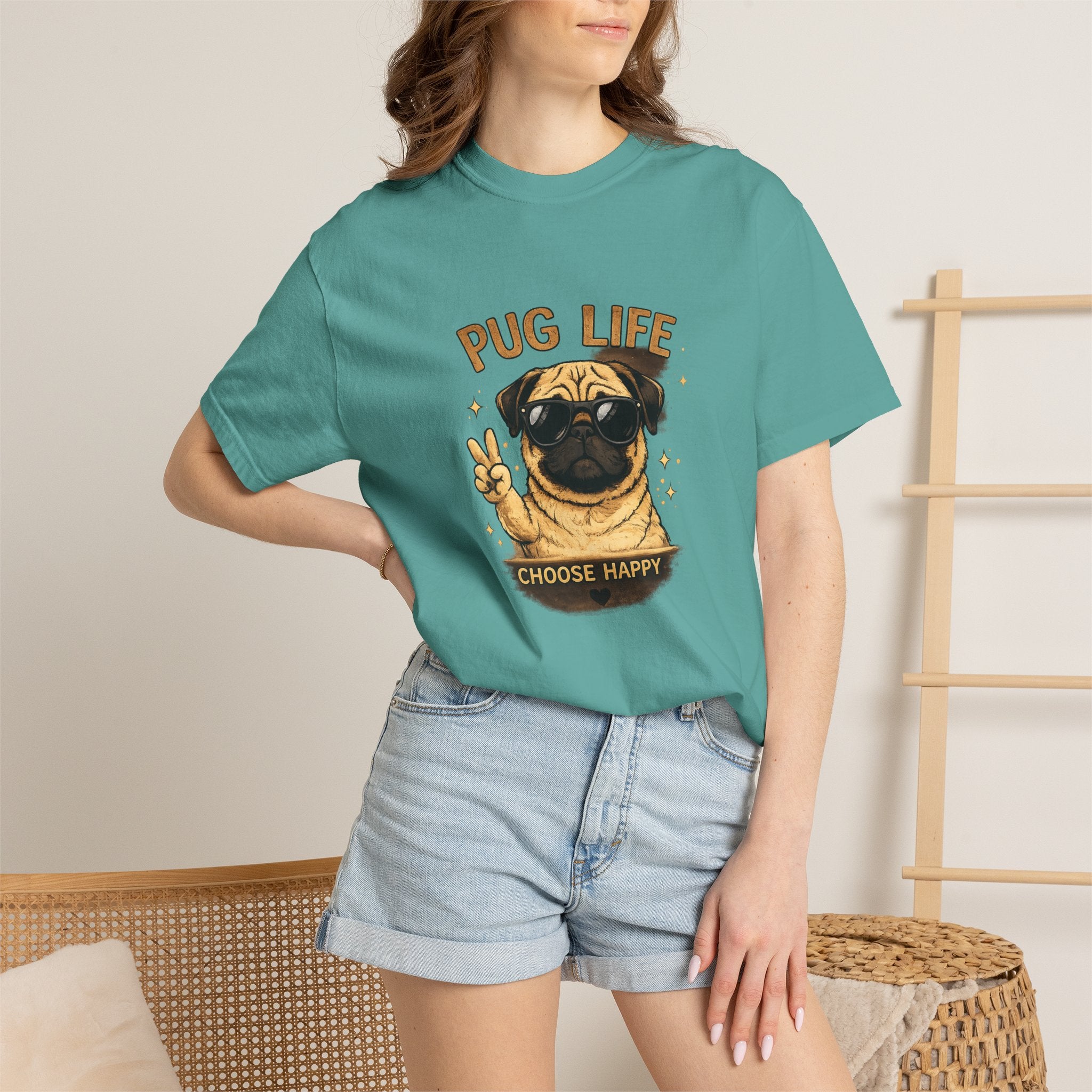 Pug T-Shirt — "Choose Happy" Cute Pug Graphic Tee