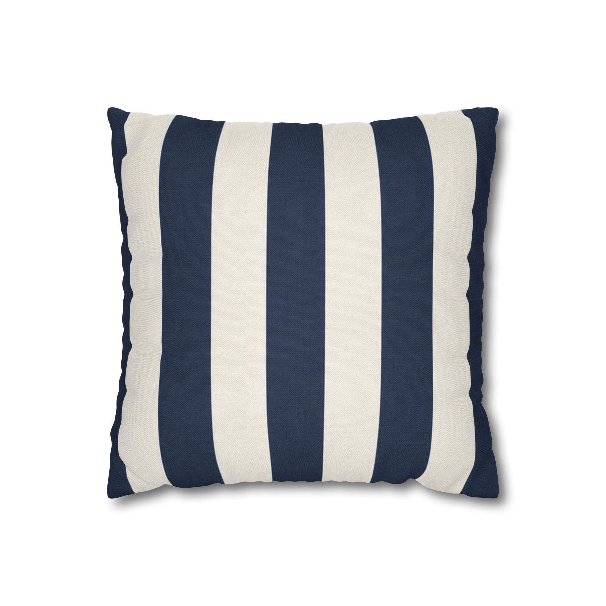 Navy Blue and White Striped Pillowcase
