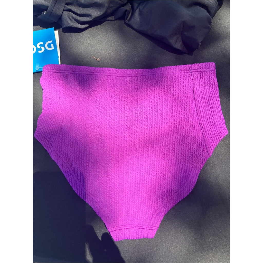 DSG Girls Purple Ribbed High-Waist Swim Bottoms