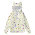 Floral Women’s Hoodie With Decorative Ears