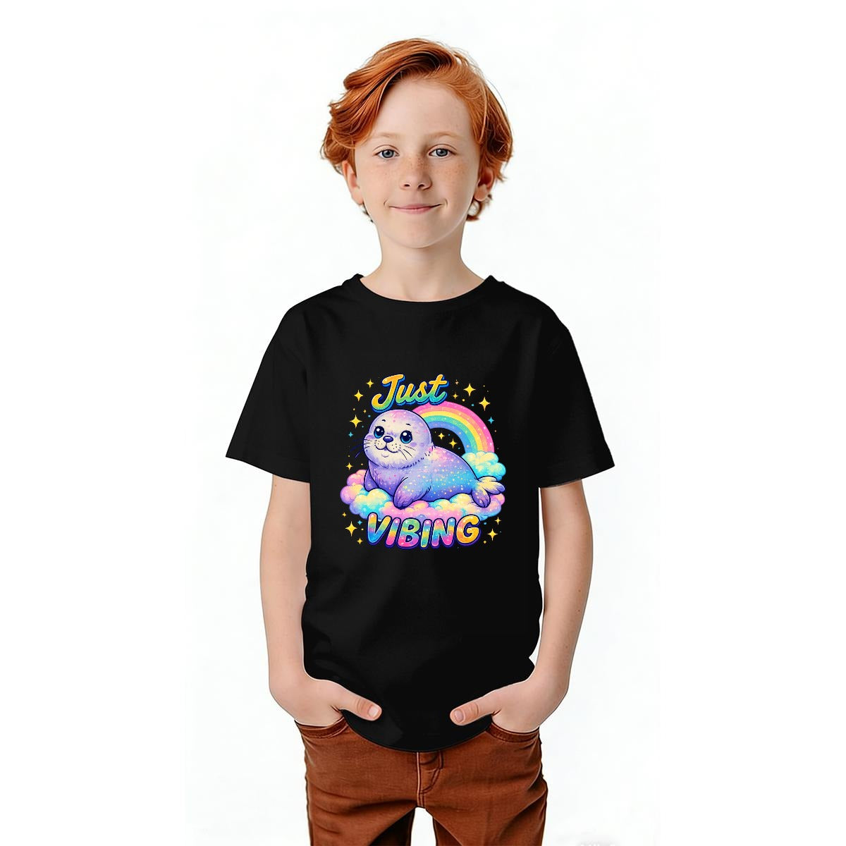 Just Vibing Kid's T Shirt Printed in USA