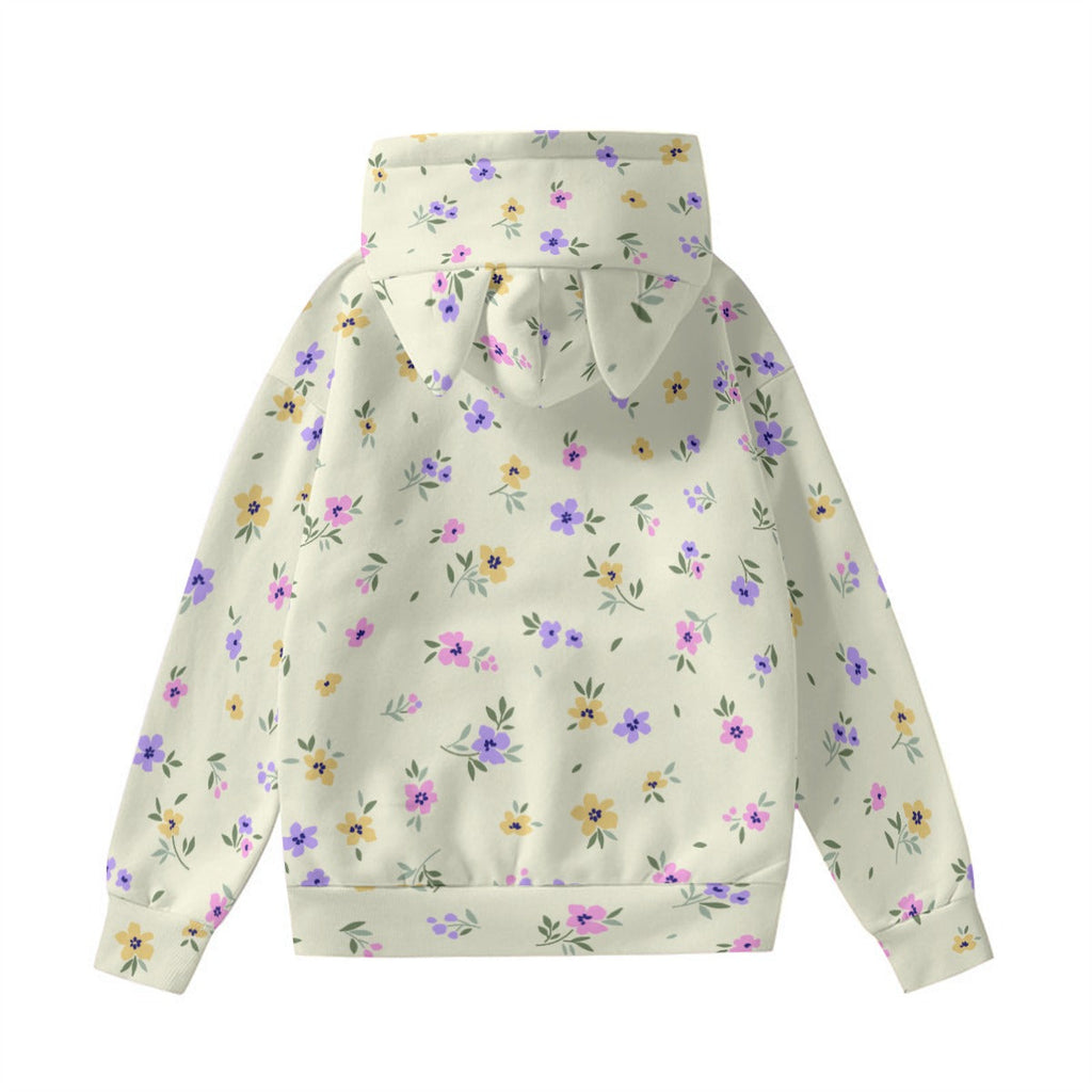 Floral Women’s Hoodie With Decorative Ears