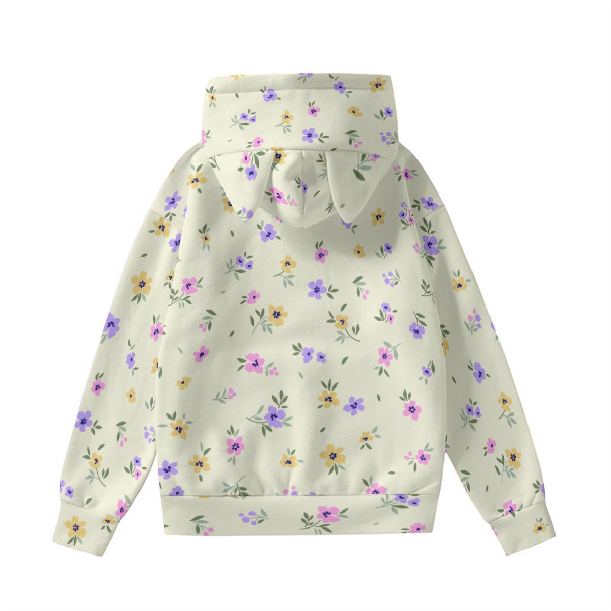 Floral Women’s Hoodie With Decorative Ears