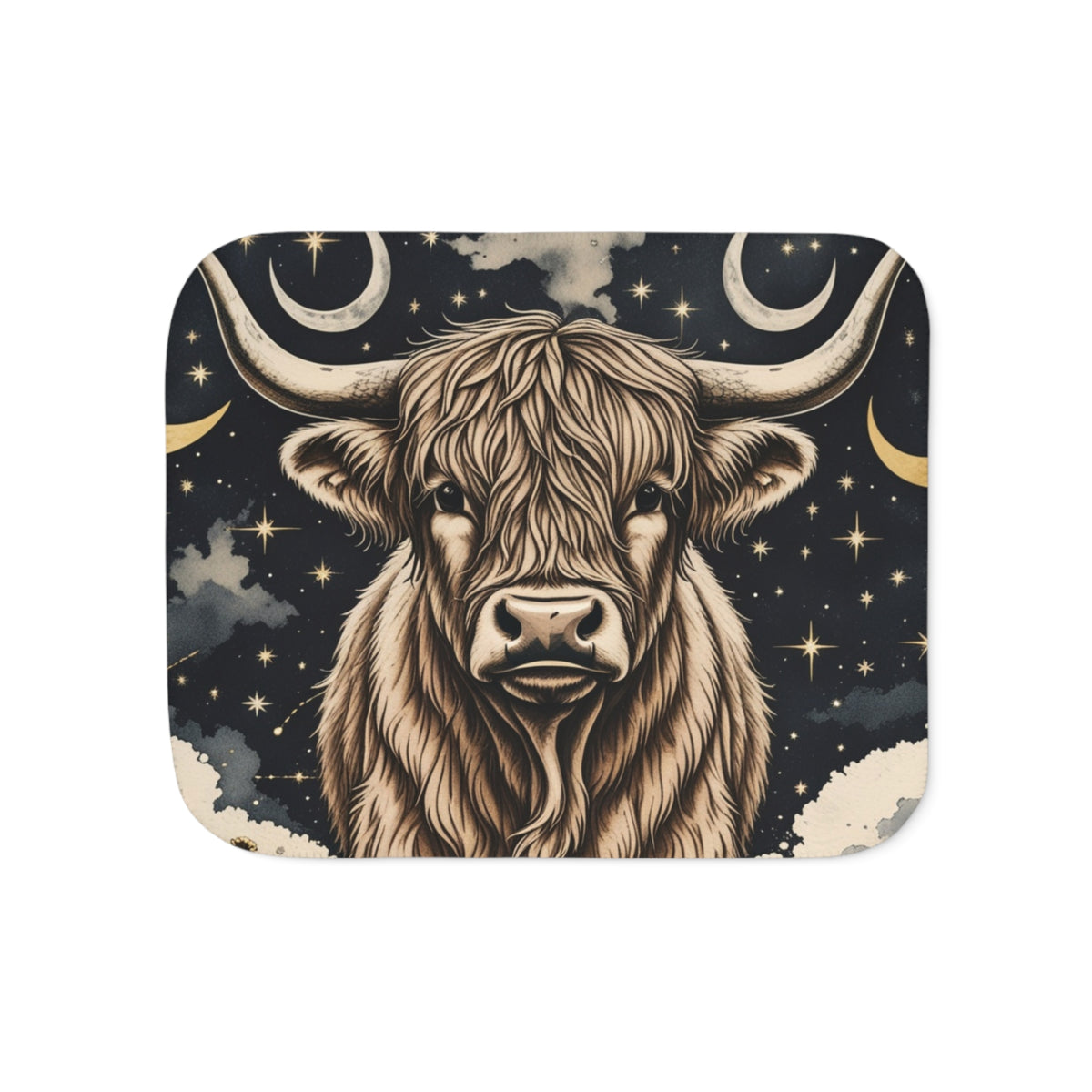 Highland Cow Sherpa Blanket – Cozy Celestial Bull Throw