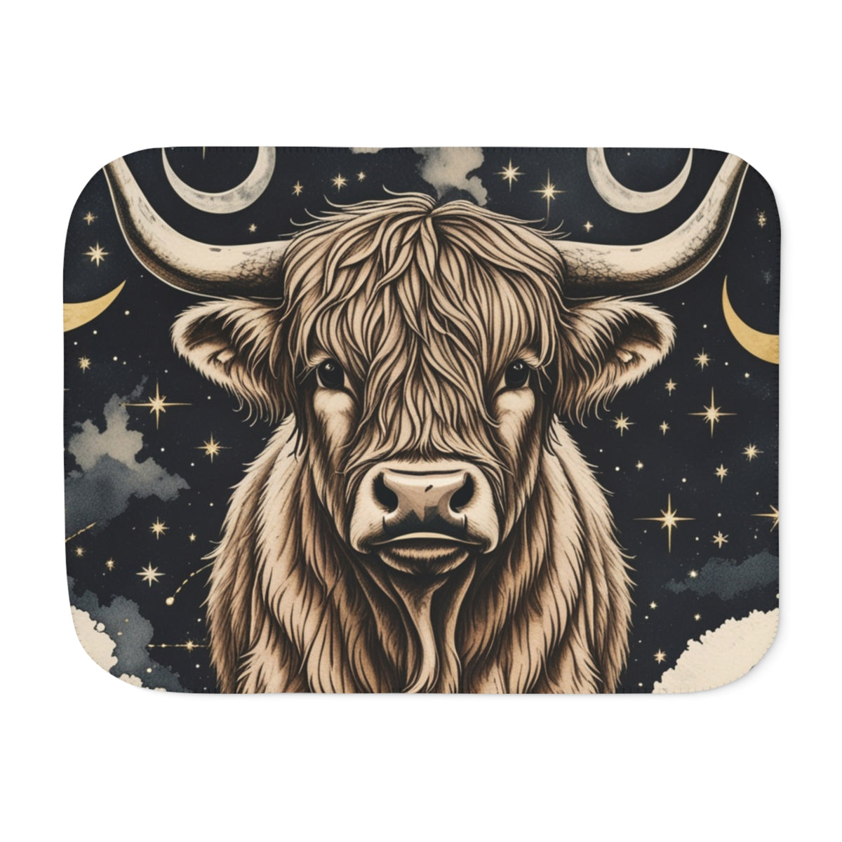Highland Cow Sherpa Blanket – Cozy Celestial Bull Throw
