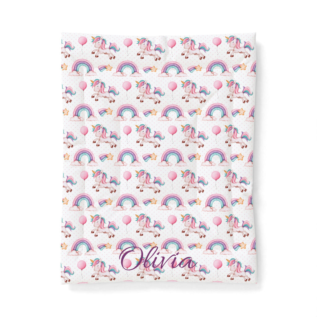Personalized Unicorn Rainbow Comforter