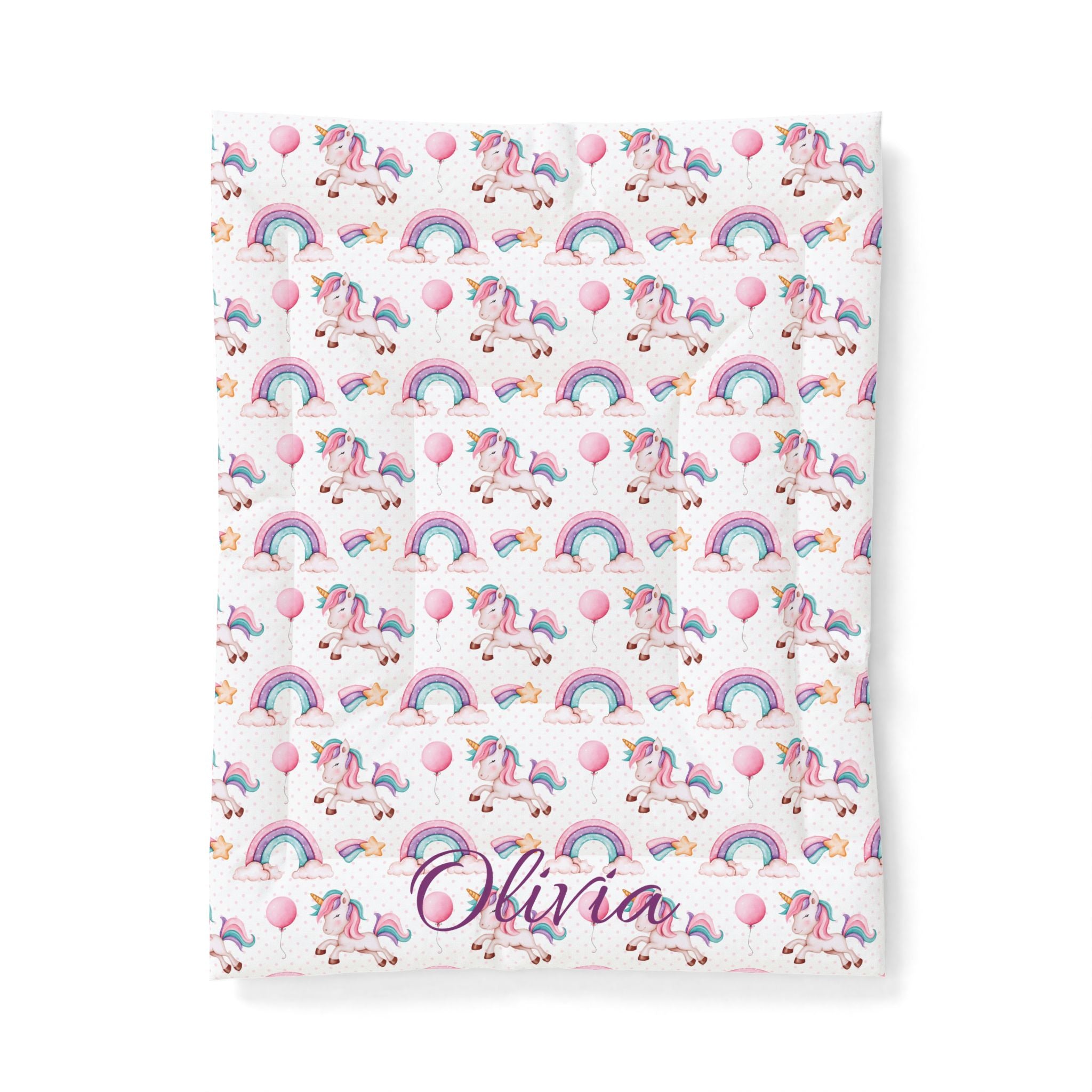 Personalized Unicorn Rainbow Comforter