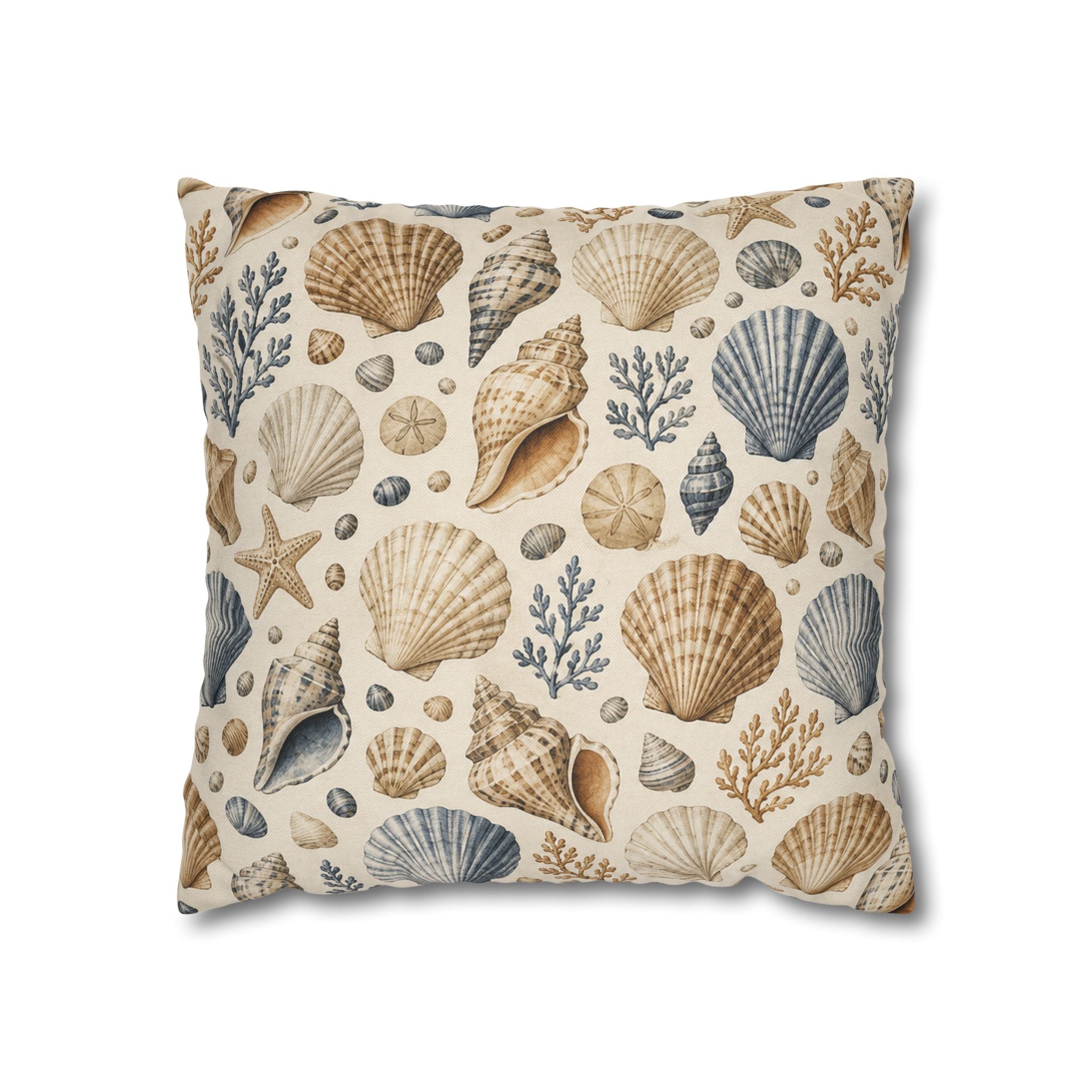 Seashell Coastal Throw Pillow Cover