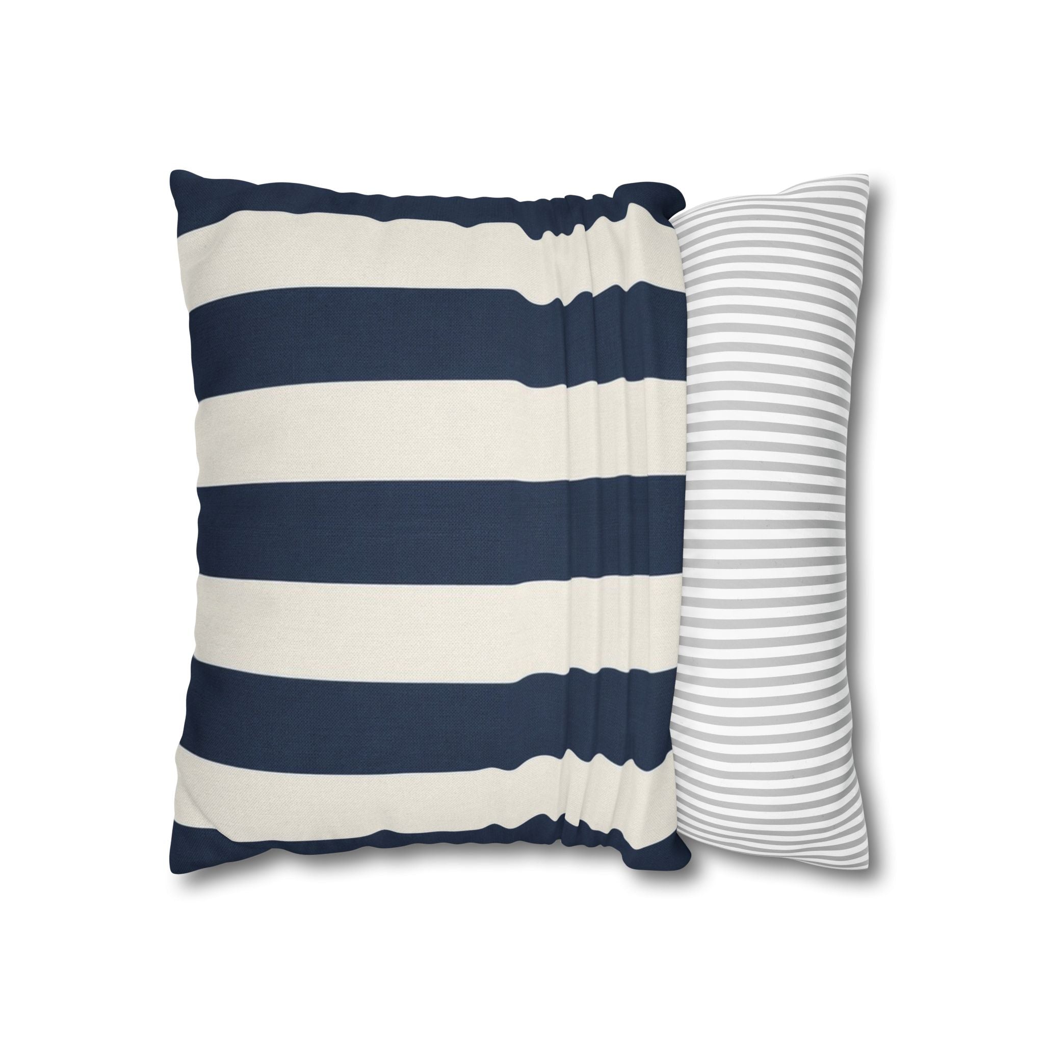 Navy Blue and White Striped Pillowcase