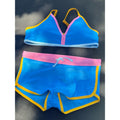 DSG Kids Blue Bikini Set with Pink & Yellow Accents